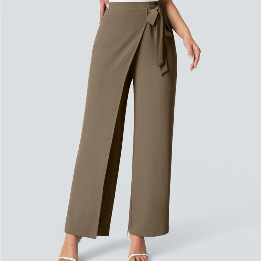 Halara Flex™ High Waisted Tie Side Wide Leg Work Pants Size Small - Picture 3 of 6